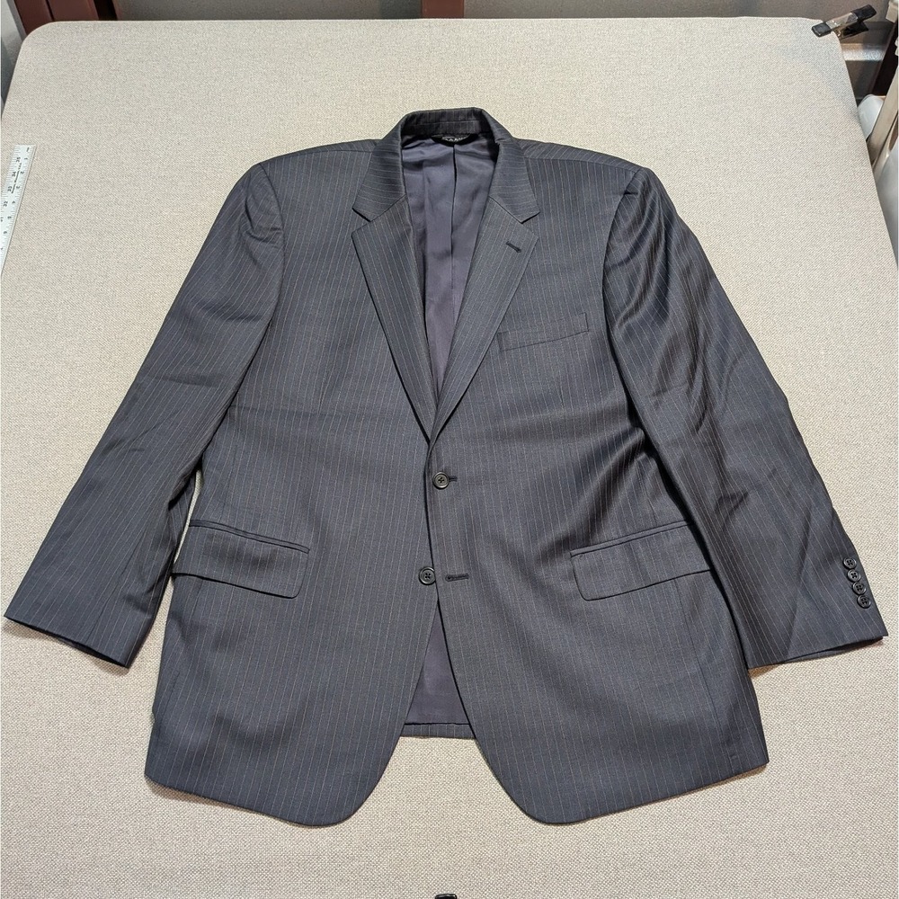 Jos A Bank Men's Blazer 46R Charcoal Pinstripe 100% Wool Signature Collection